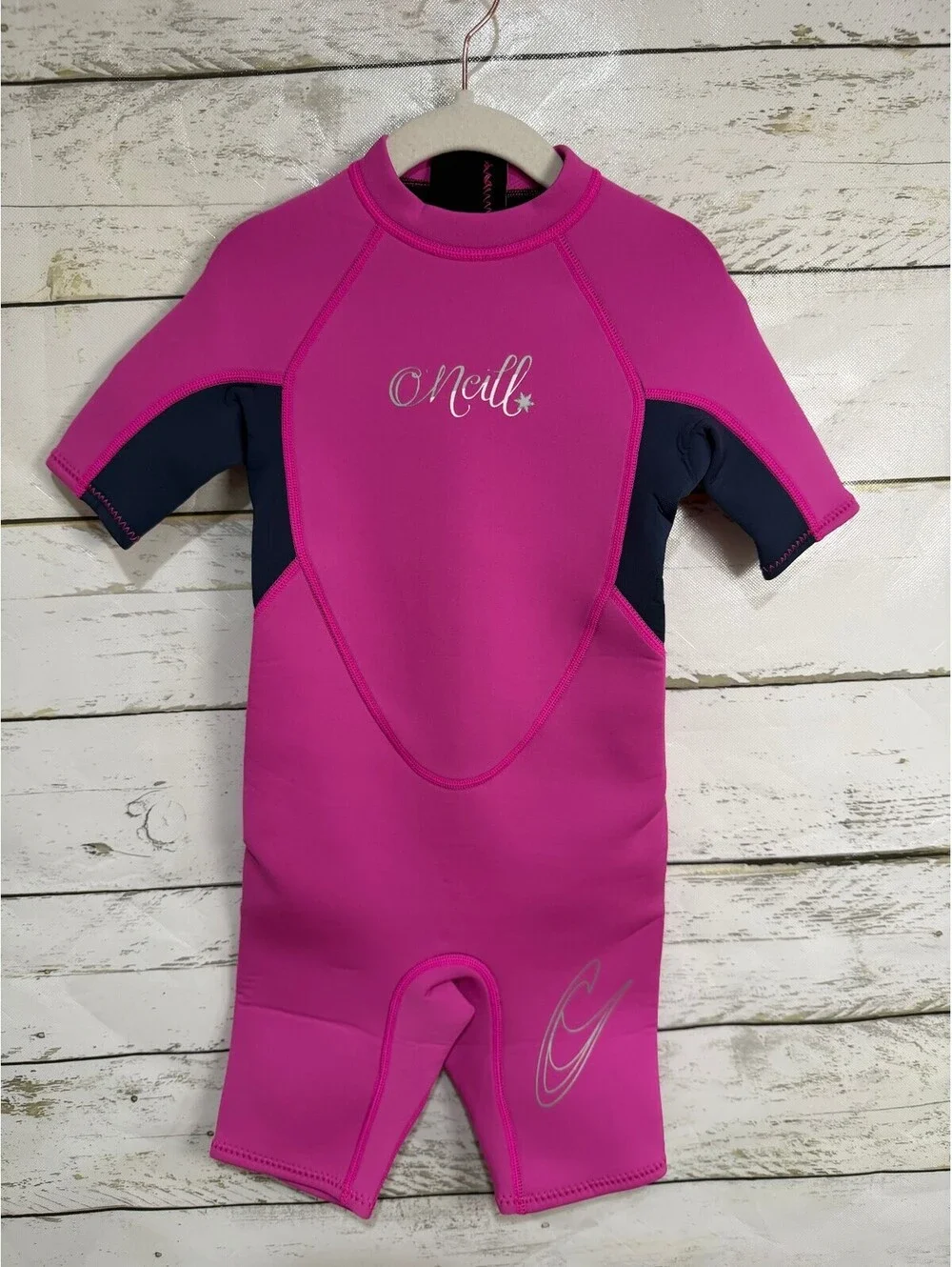 NEW O'Neill Wetsuits Girls 2mm Reactor Berry Slate Pink Sz 4 Snorkle SPF 50+ NWT